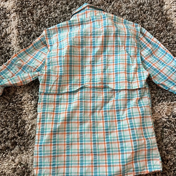 Boys button down orange & blue size small - Picture 2 of 4